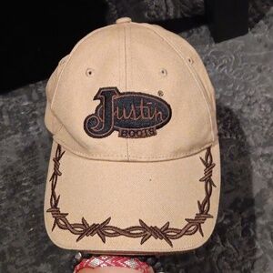 Justin Boots Rhinestone Cap Hat Cowboy Cap Adjustable Brown